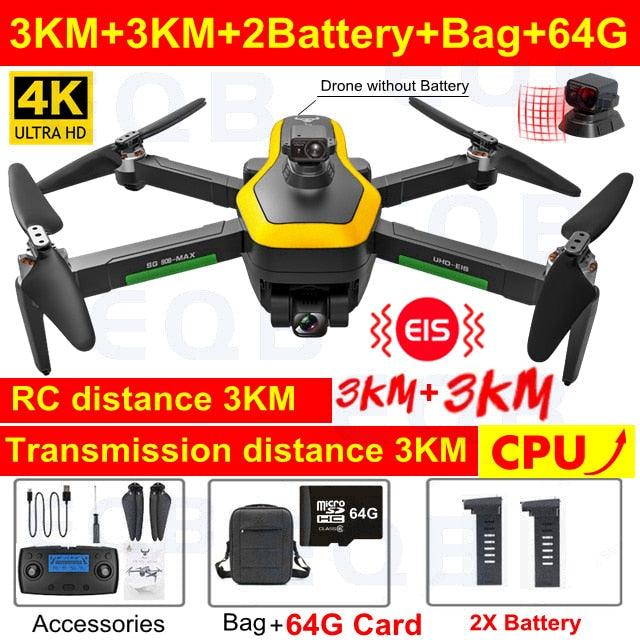 EQB SG906 MAX GPS Drone with 3 Axis Gimbal Professional 4K Camera Obstacle