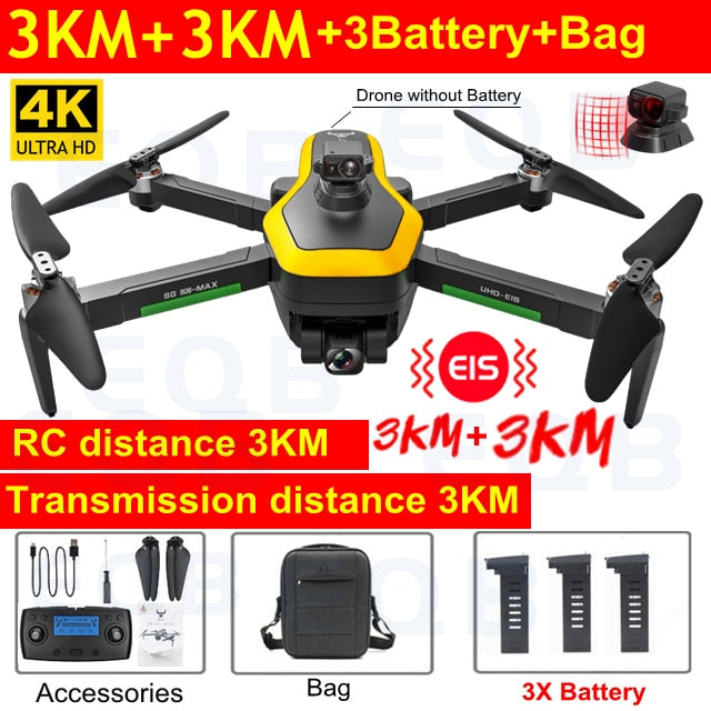 EQB SG906 MAX GPS Drone with 3 Axis Gimbal Professional 4K Camera Obstacle