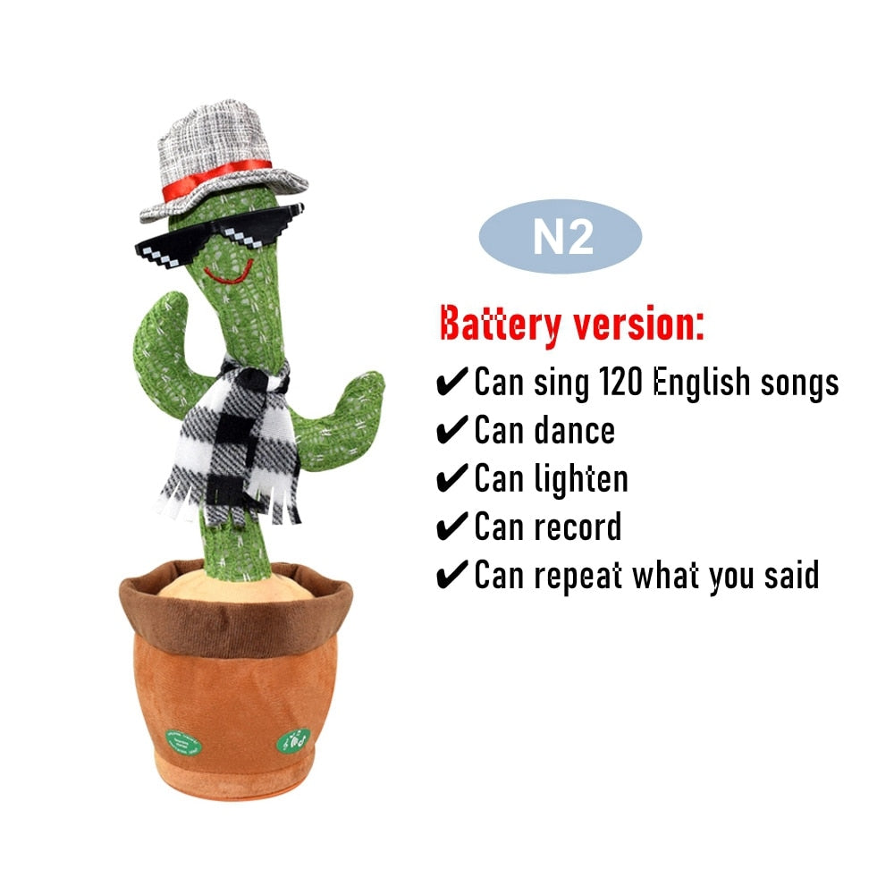 Dancing Cactus Repeat Talking Toy Electronic Plush Toys Can Sing Record Lighten Battery USB Charging