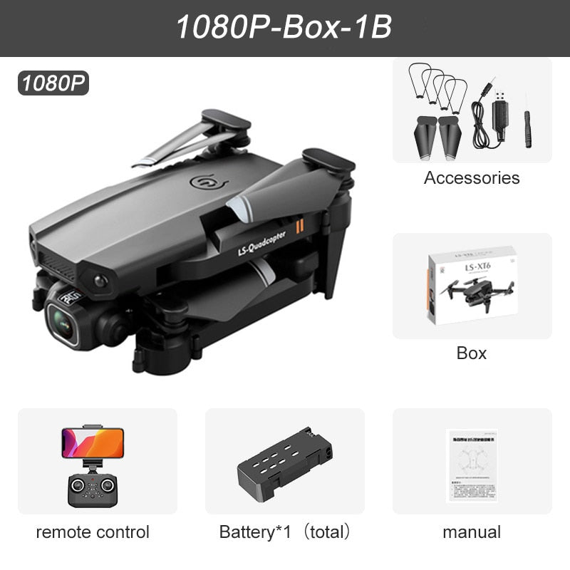 JINHENG XT6 Mini Drone 4K 1080P HD Camera WiFi Fpv Air Pressure Altitude Hold