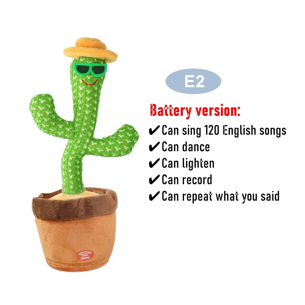 Dancing Cactus Repeat Talking Toy Electronic Plush Toys Can Sing Record Lighten Battery USB Charging