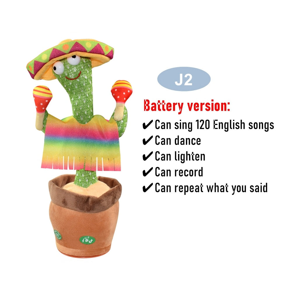 Dancing Cactus Repeat Talking Toy Electronic Plush Toys Can Sing Record Lighten Battery USB Charging