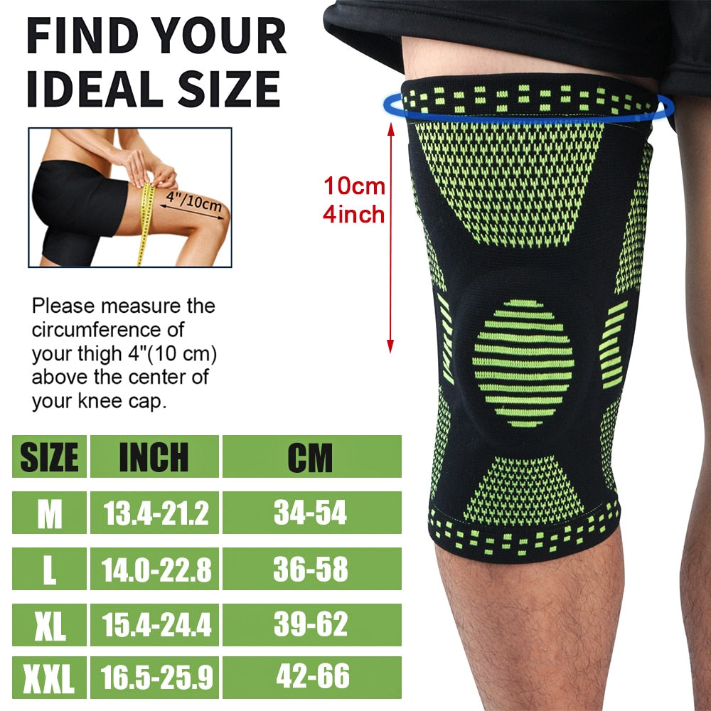 Sports Compression Knee Support Brace Patella Protector Knitted Silicone Spring Leg