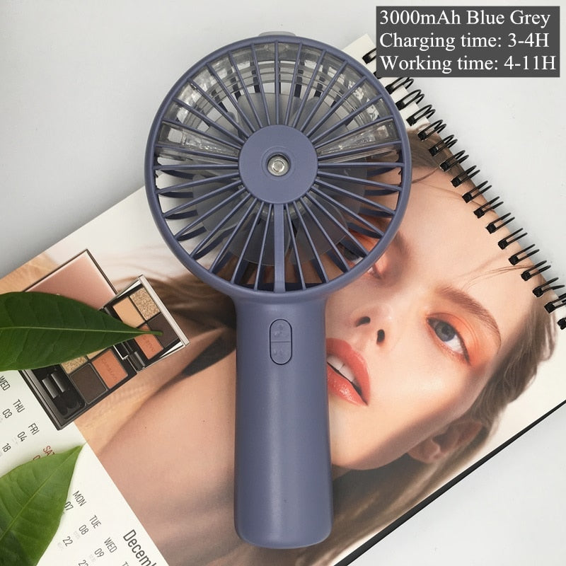 Battery Portable Water Spray Mist Fan Electric USB Rechargeable Handheld Mini Fan Cooling Air