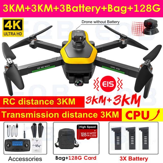 EQB SG906 MAX GPS Drone with 3 Axis Gimbal Professional 4K Camera Obstacle