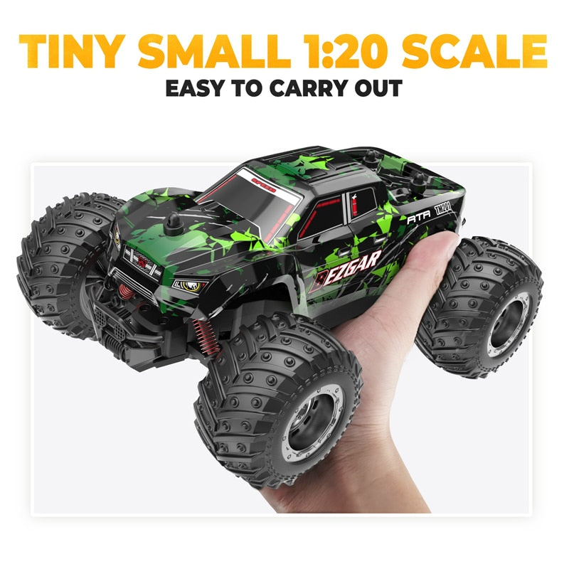 BEZGAR TM201 Remote Control Car,2.4GHz Rc Car All-Terrain 15Km/h 1:20 Off-Road Monster Truck Toy Birthday