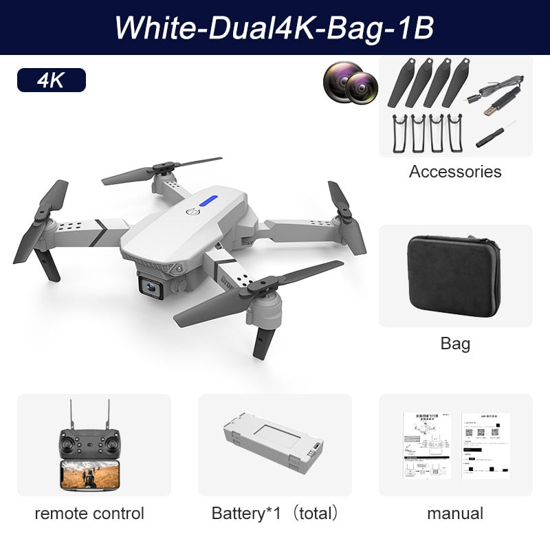 E88Pro RC Drone 4K Professinal With 1080P Wide Angle HD Camera Foldable RC