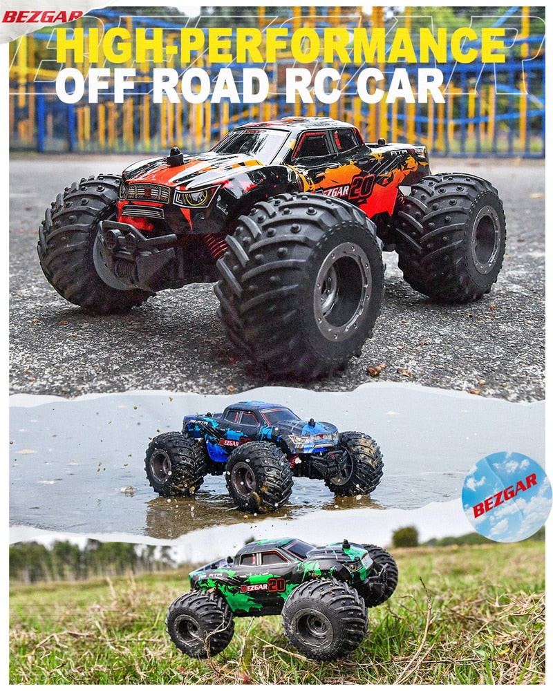 BEZGAR TM201 Remote Control Car,2.4GHz Rc Car All-Terrain 15Km/h 1:20 Off-Road Monster Truck Toy Birthday