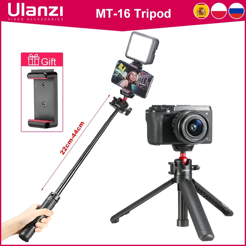 Tablet Tripod with Cold Shoe for Microphone LED Video Fill Light Smartphone SLR Camera