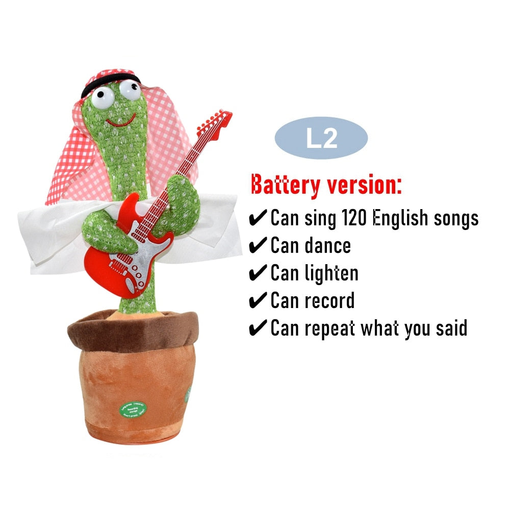 Dancing Cactus Repeat Talking Toy Electronic Plush Toys Can Sing Record Lighten Battery USB Charging