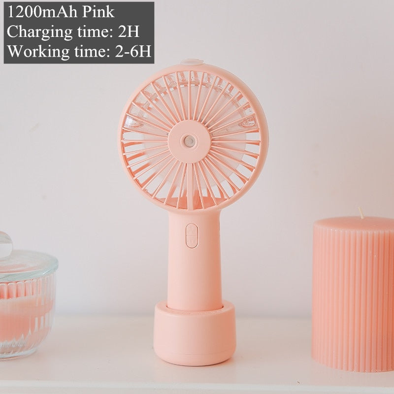 Battery Portable Water Spray Mist Fan Electric USB Rechargeable Handheld Mini Fan Cooling Air