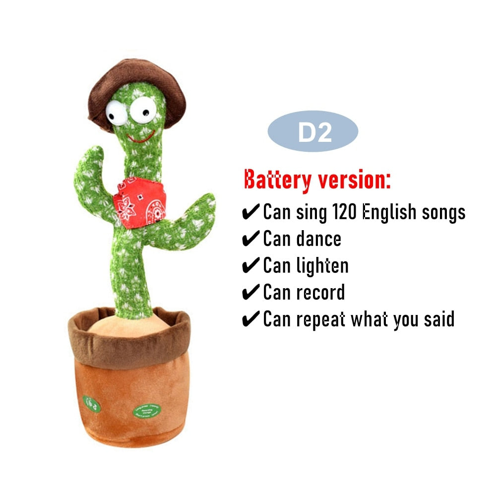 Dancing Cactus Repeat Talking Toy Electronic Plush Toys Can Sing Record Lighten Battery USB Charging