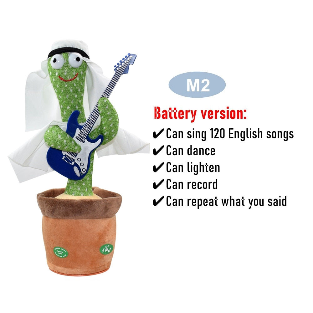 Dancing Cactus Repeat Talking Toy Electronic Plush Toys Can Sing Record Lighten Battery USB Charging