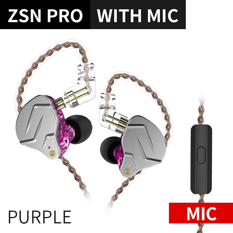 KZ ZSN Pro Headphones In Ear Monitor Hybrid Technology Best Earphone 1BA+1DD