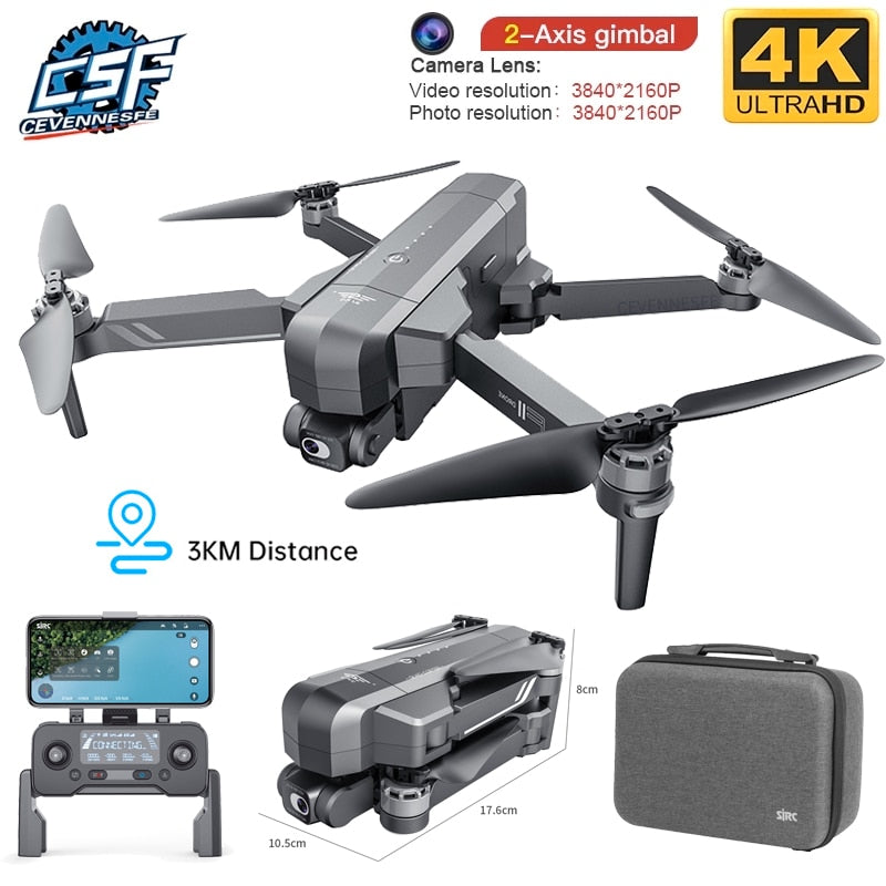 CSF F11S Pro Drone 4k Profesional Camera 3KM WIFI GPS EIS 2-axis Anti-Shake Gimbal FPV Brushless