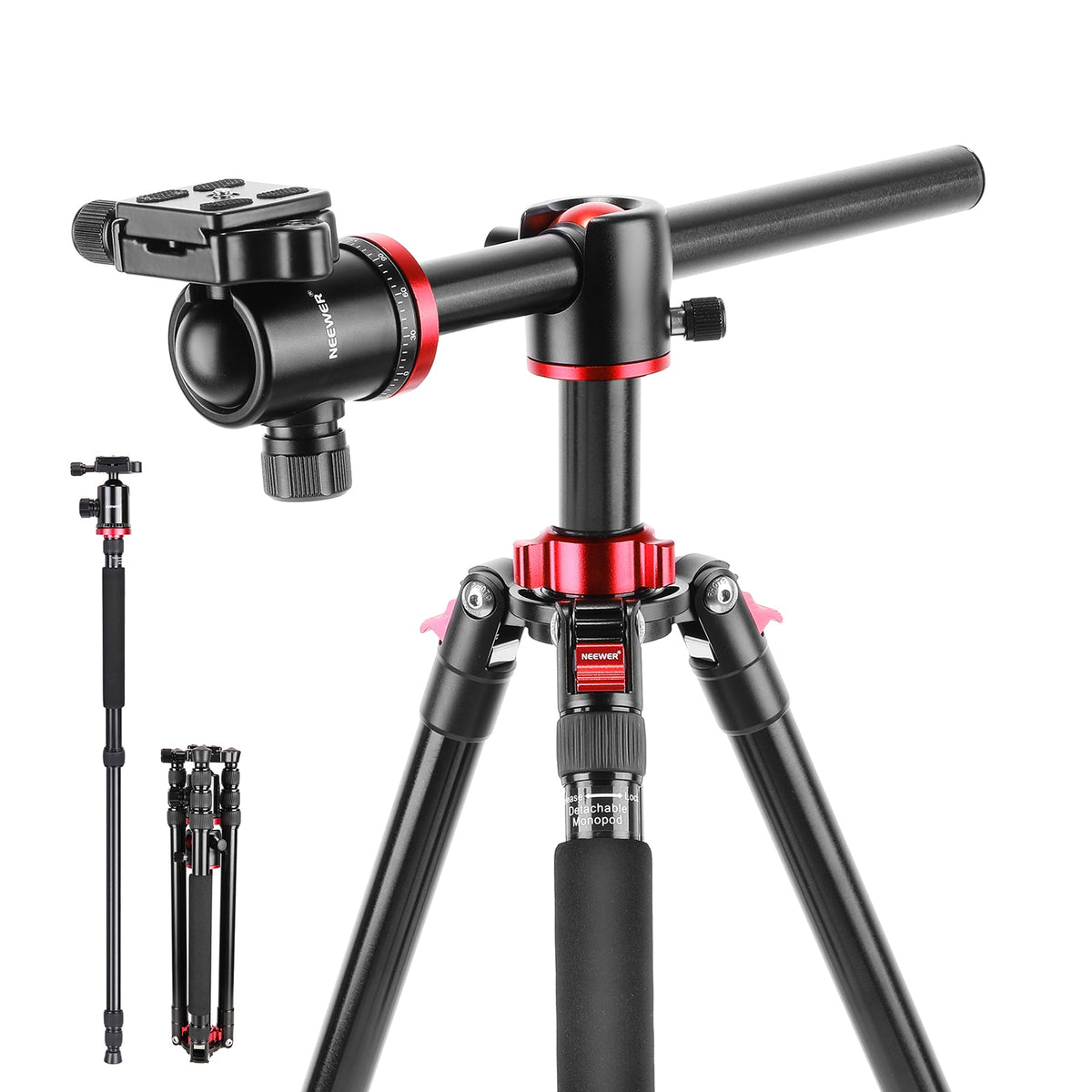 Neewer 184cm Aluminum Camera Tripod Monopod, 360 Degree Rotatable Center Column