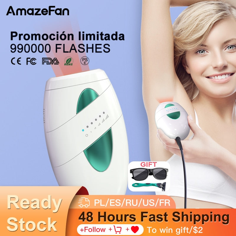 AmazeFan 990000 Flashes Laser Hair Removal IPL photon depilator For Women Household