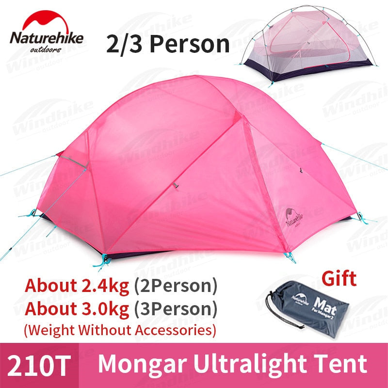 NatureHike Mongar Camping Tent 2 Persons Ultralight 20D Nylon Silicone Outdoor Hiking