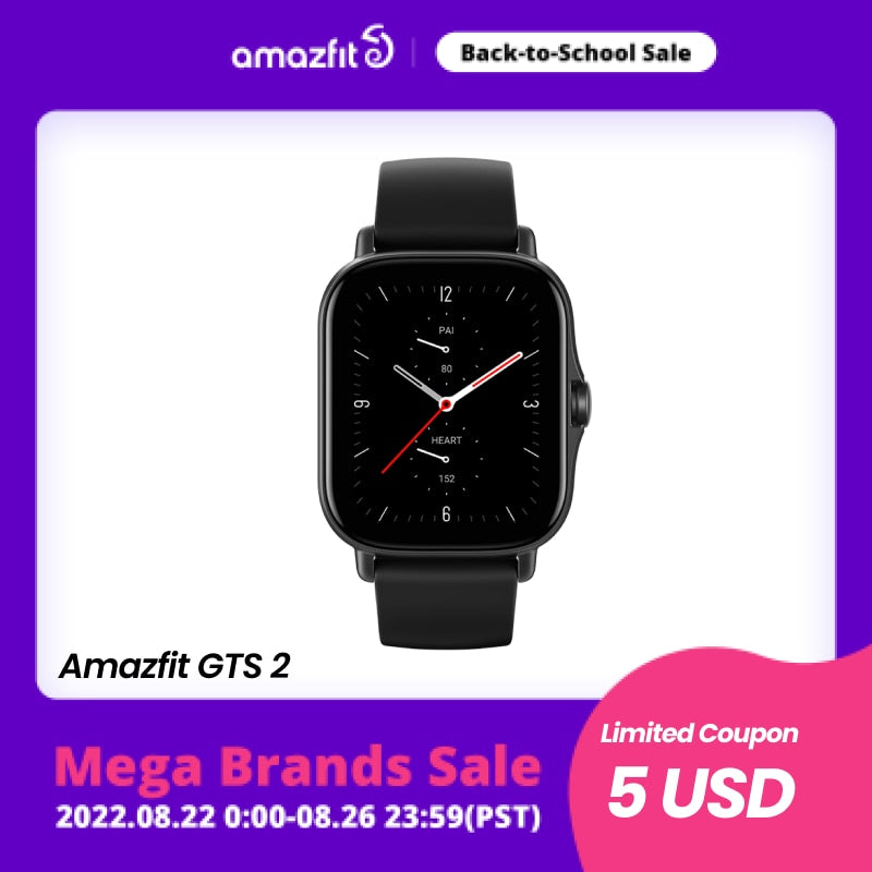 Global Amazfit GTS 2 Smartwatch 5ATM Water Resistant AMOLED Display Alexa