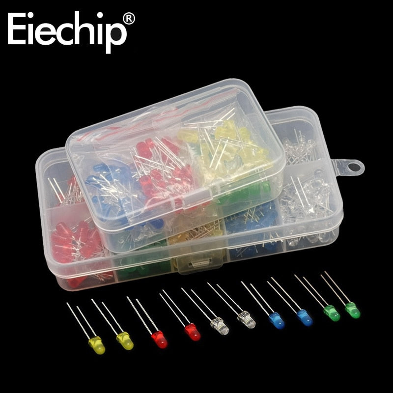 3mm 5mm LED Diode Assorted Kit, White Green Red Blue Yellow OrangeDIY led lights Diodes electronic