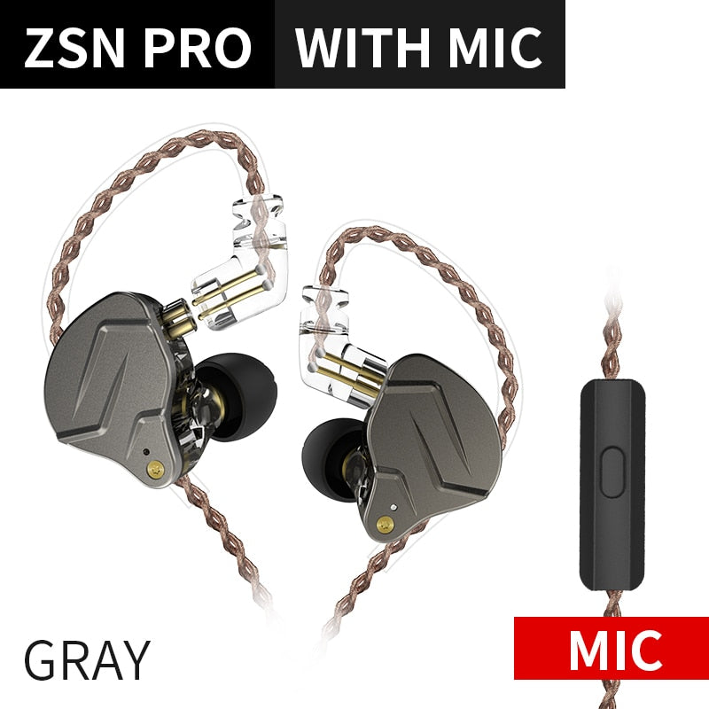 KZ ZSN Pro Headphones In Ear Monitor Hybrid Technology Best Earphone 1BA+1DD