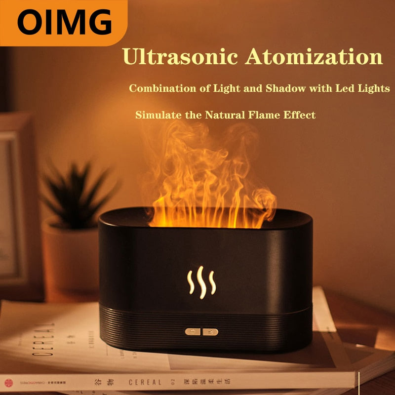 180ML USB Essential Oil Diffuser Simulation Flame Ultrasonic Humidifier Home Office Air Freshener