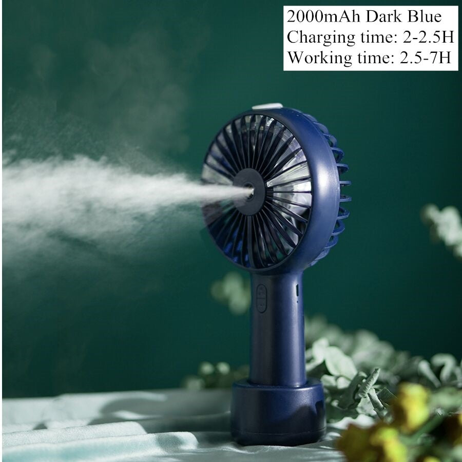 Battery Portable Water Spray Mist Fan Electric USB Rechargeable Handheld Mini Fan Cooling Air