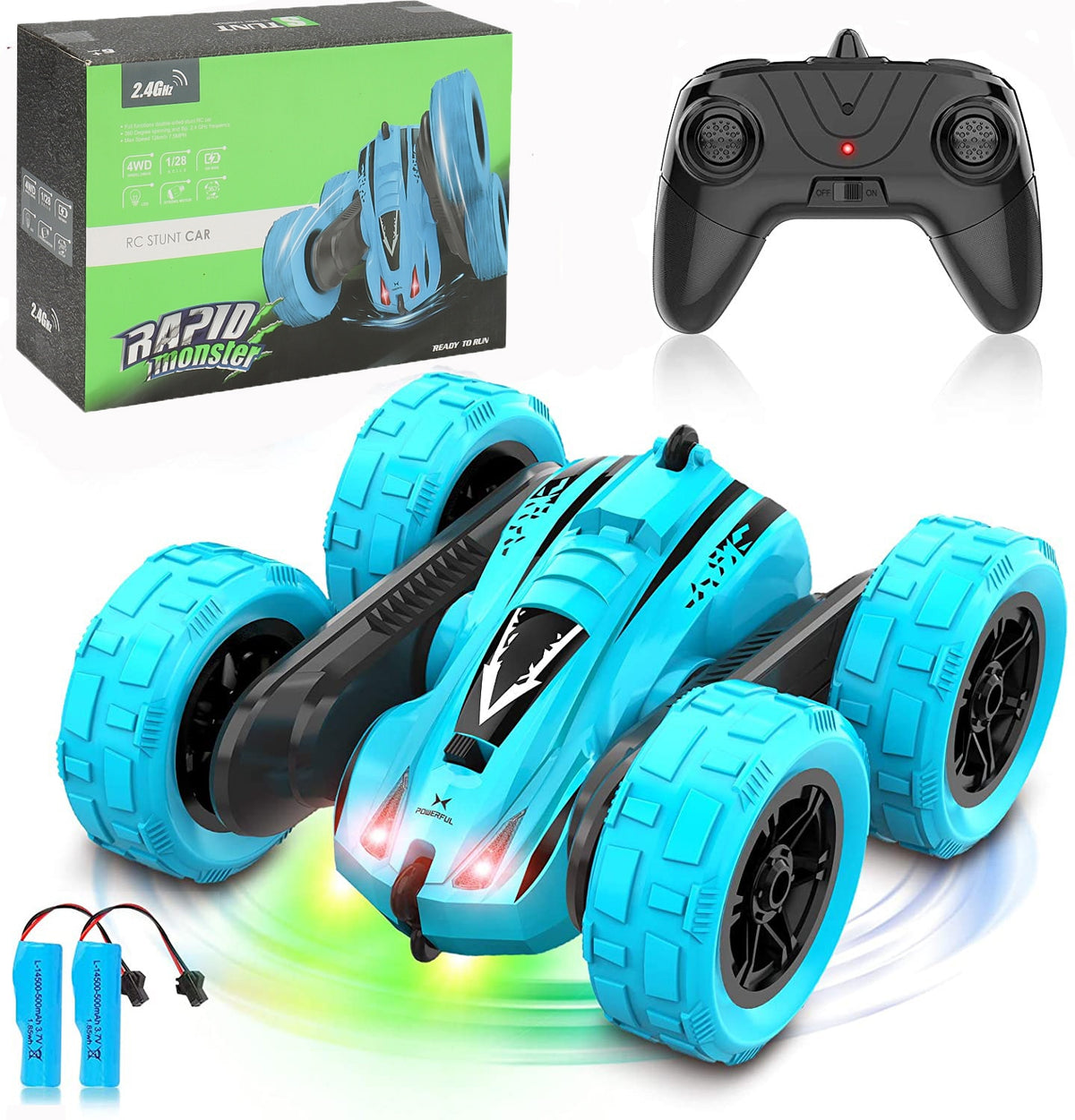 Roclub 4WD RC Car 2.4G Radio Remote Control Car 1:24 Double Side RC Stunt Cars 360°