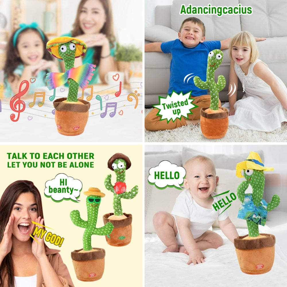 Dancing Cactus Repeat Talking Toy Electronic Plush Toys Can Sing Record Lighten Battery USB Charging