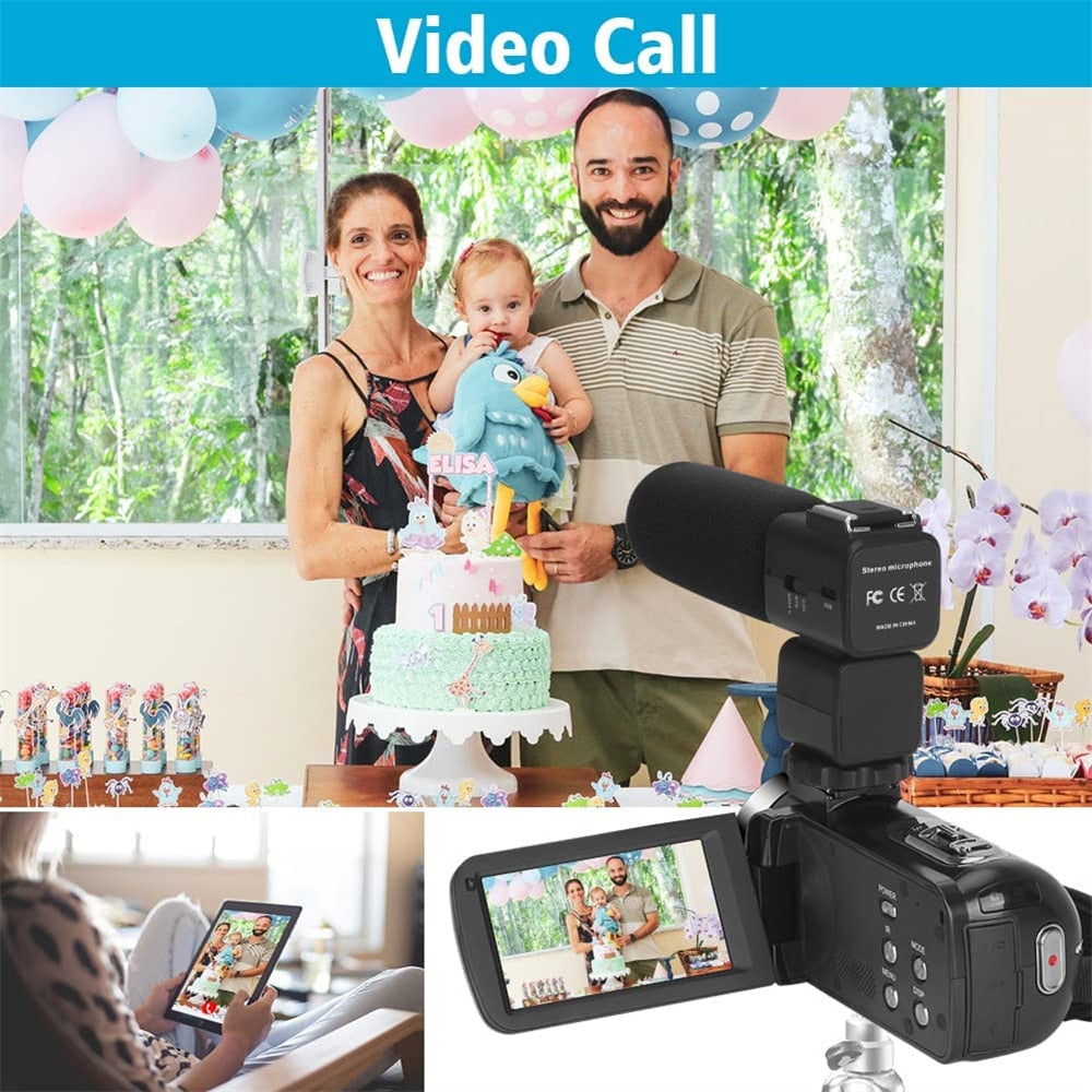 Professional Video Camera Wide Angle 4K Camcorder For Live Stream Youtube Webcam