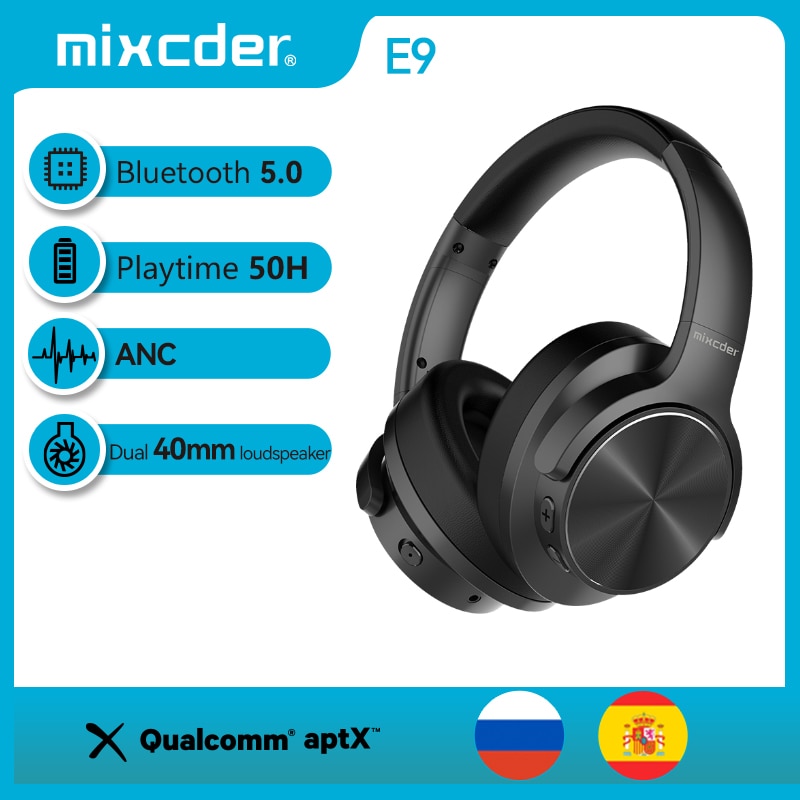 Mixcder E9 Wireless Bluetooth Headphones APTX Active Noise Cancelling 50 Hours