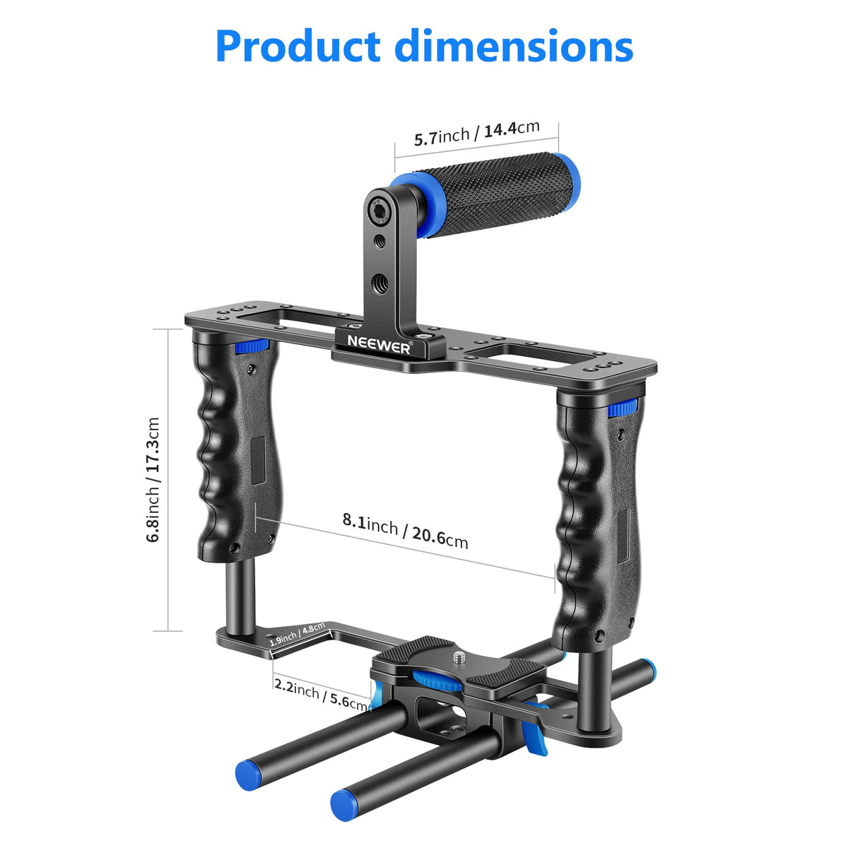 Neewer Camera Video Cage Film Movie Making Kit, with Top Handle, Dual Hand Grip