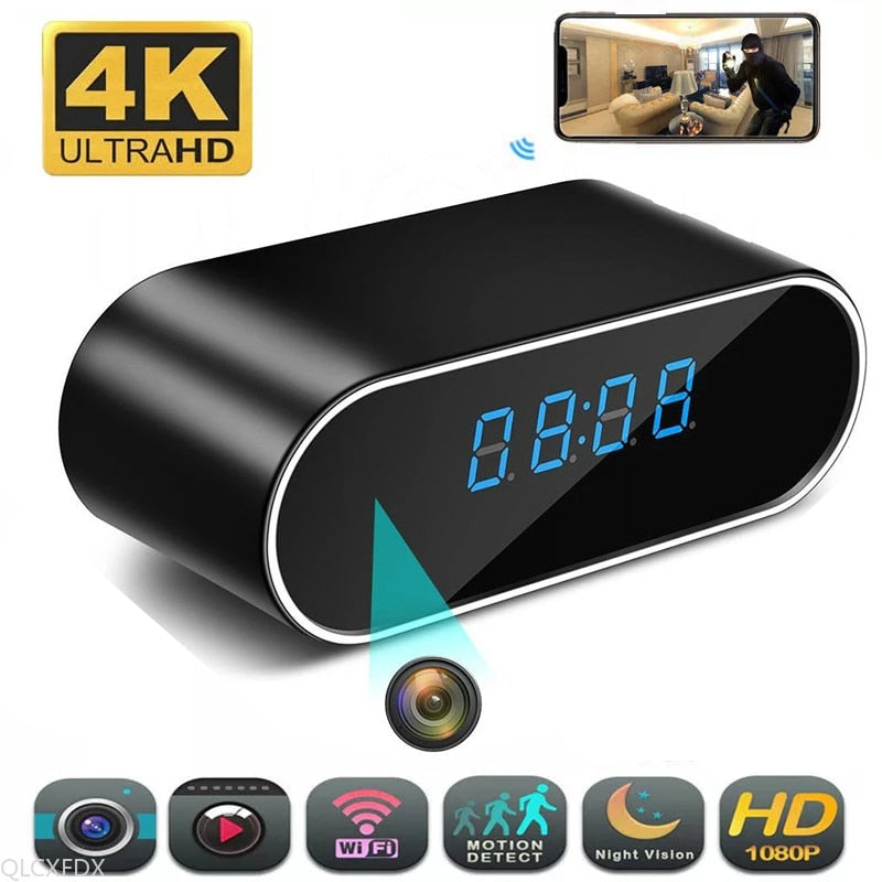 4K 1080P HD Clock Camera Wireless WIFI Camera Micro Cam IR Night View Alarm Camcorder