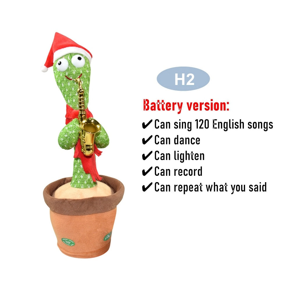 Dancing Cactus Repeat Talking Toy Electronic Plush Toys Can Sing Record Lighten Battery USB Charging