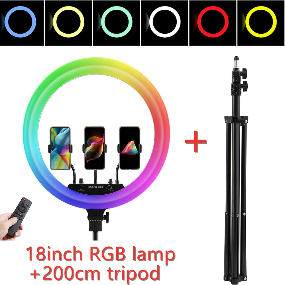 14 18inch Photo Studio lighting LED RGB Ring Light Photography Large Lamp With Tripod Stand