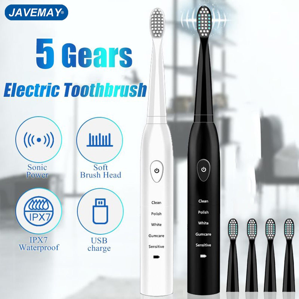 Powerful Ultrasonic Sonic Electric Toothbrush USB Charge Rechargeable Tooth Brush