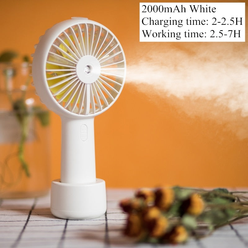 Battery Portable Water Spray Mist Fan Electric USB Rechargeable Handheld Mini Fan Cooling Air