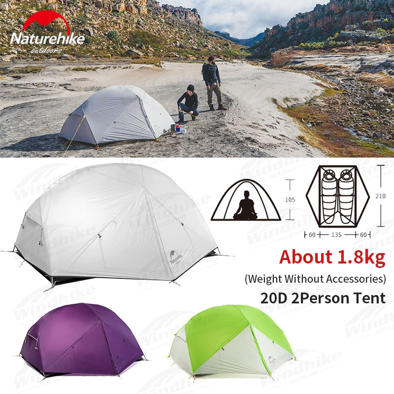 NatureHike Mongar Camping Tent 2 Persons Ultralight 20D Nylon Silicone Outdoor Hiking