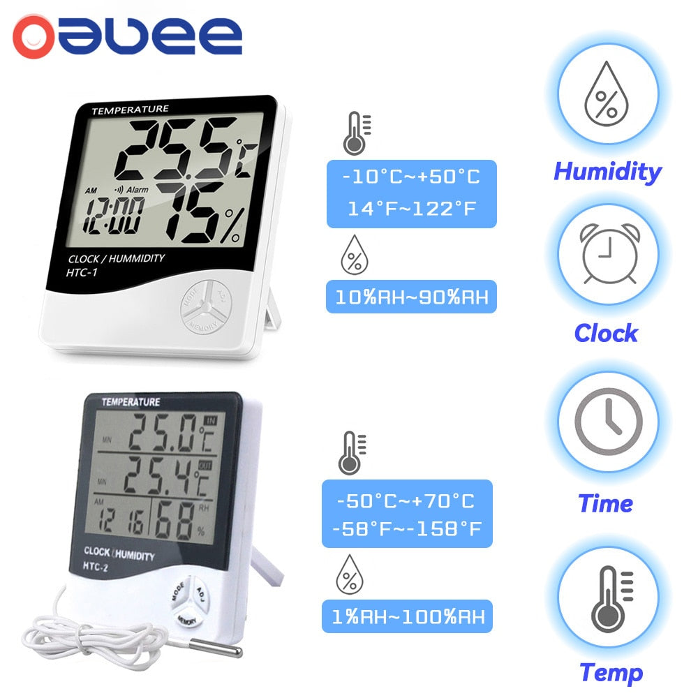 Oauee LCD Electronic Digital Temperature Humidity Meter Indoor Outdoor Thermometer