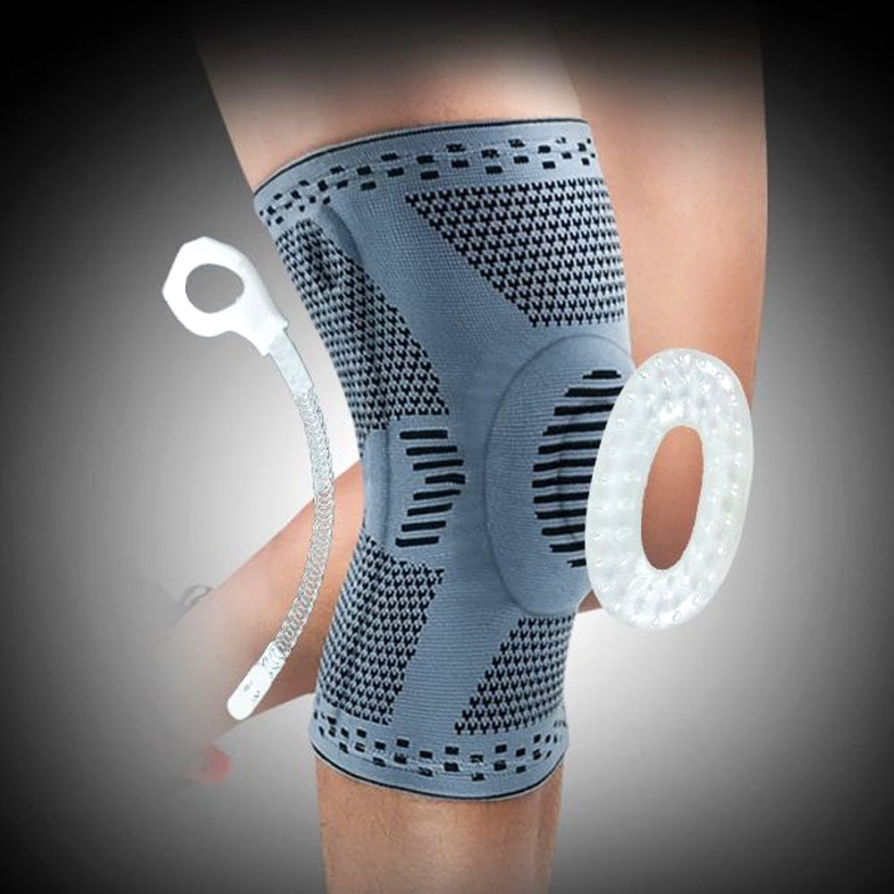 Sports Compression Knee Support Brace Patella Protector Knitted Silicone Spring Leg