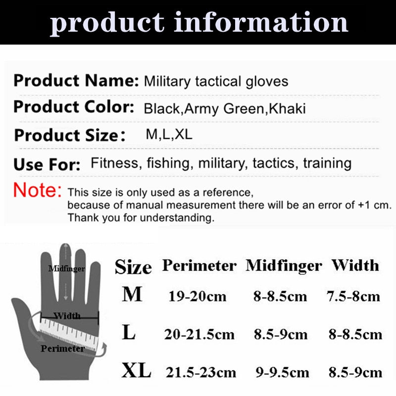 Army Military Tactical Gloves Paintball Airsoft Hunting Shooting Outdoor Riding Fitness Hiking