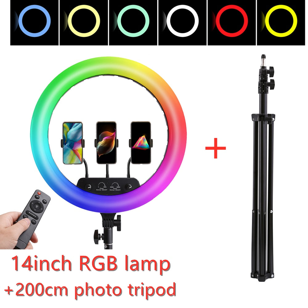 14 18inch Photo Studio lighting LED RGB Ring Light Photography Large Lamp With Tripod Stand