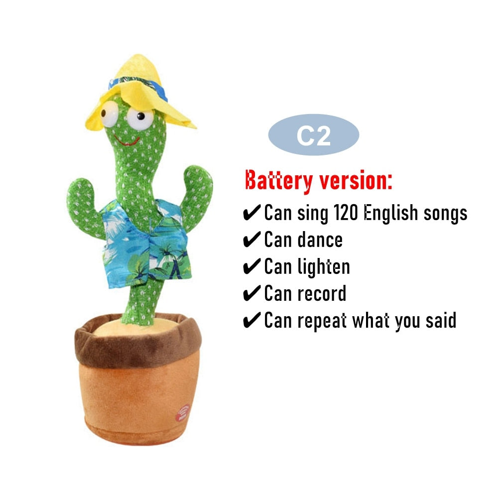 Dancing Cactus Repeat Talking Toy Electronic Plush Toys Can Sing Record Lighten Battery USB Charging