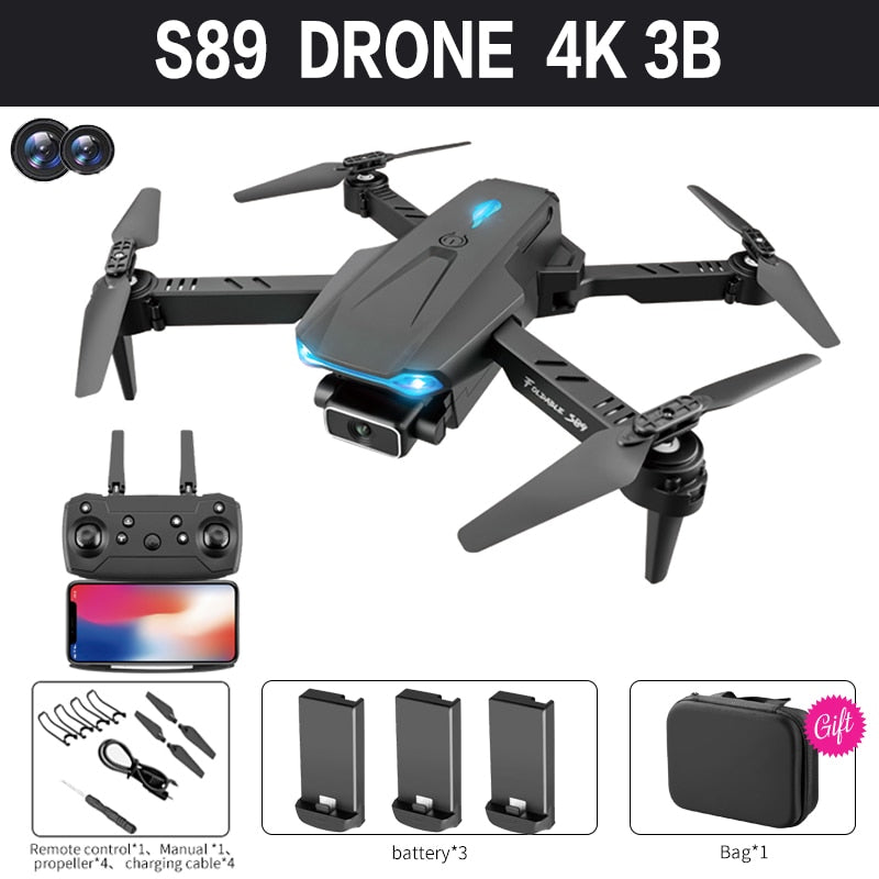 2022 New Mini Drone S89 pro 4k Profesional HD Dual Camera WiFi  Fpv Drones