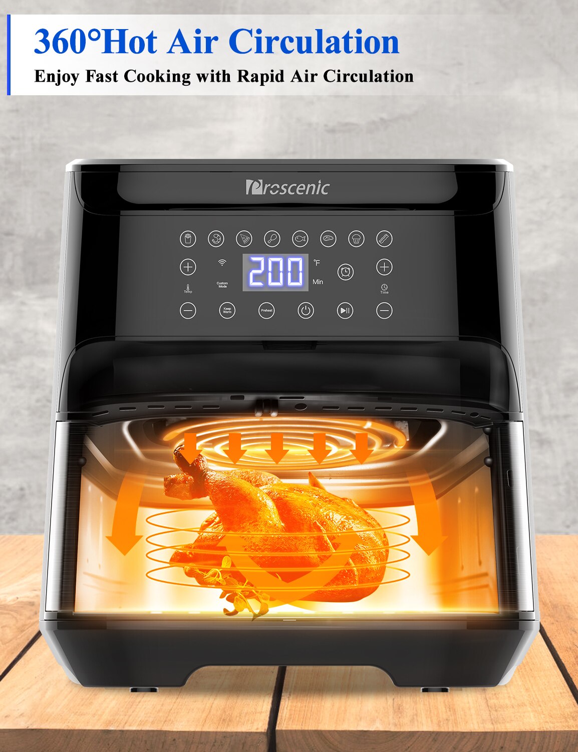 Proscenic T21 5.5L Air Fryer without Oil Electric Oil Free Air Fryer LED Touch Screen APP