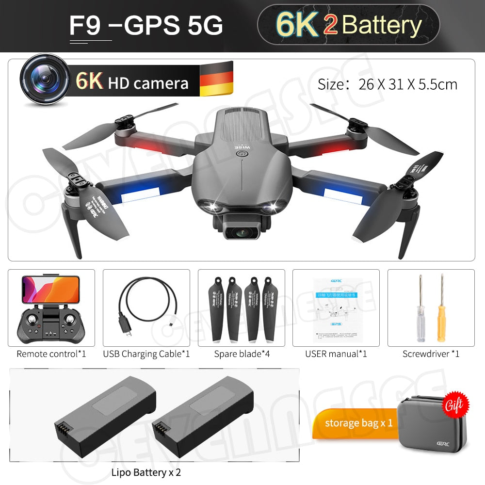 2022 NEW F9 GPS Drone 6K Dual HD Camera Professional Aerial Photography Brushless Motor