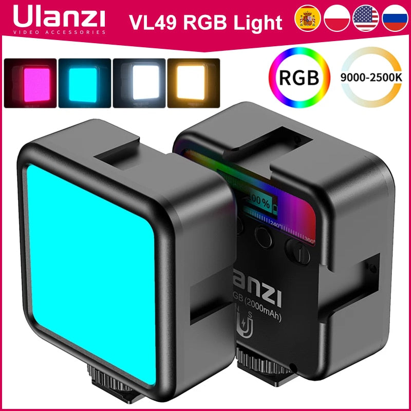 RGB LED Video Light 2700K-9000K On Camera Fill Light Photography Lighting Pocket