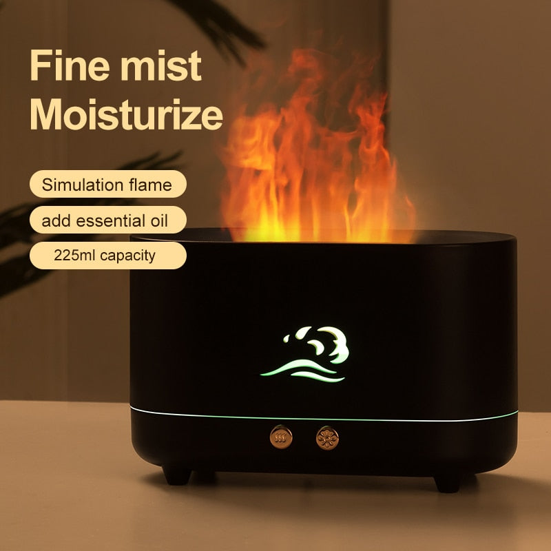 180ML USB Essential Oil Diffuser Simulation Flame Ultrasonic Humidifier Home Office Air Freshener