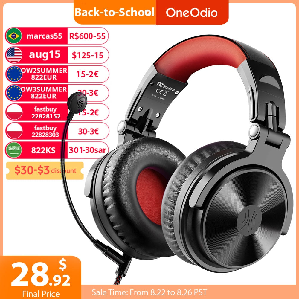 Oneodio Wireless Bluetooth 5.2 Headphones 110Hrs + Stereo Wired Gaming Headset