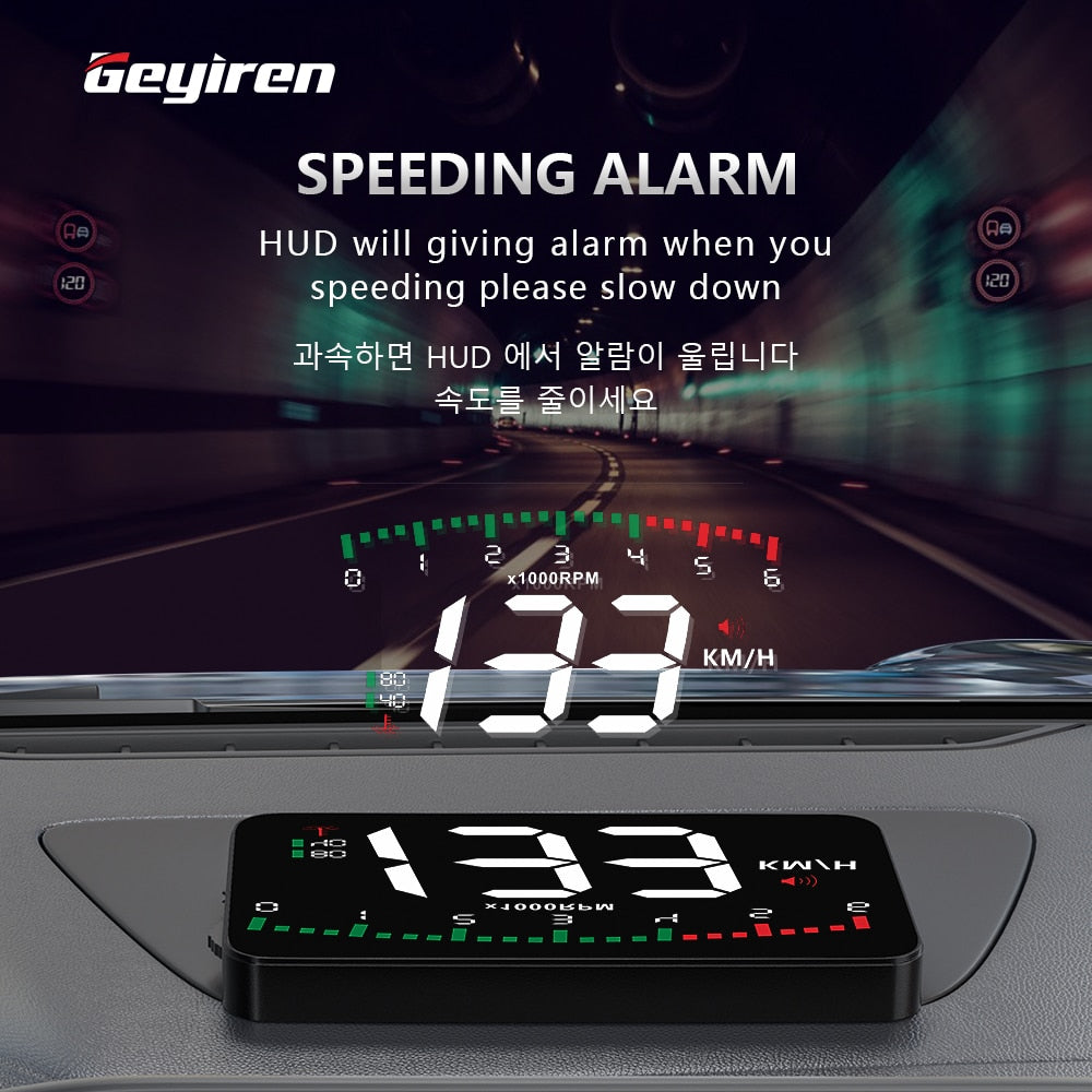 GEYIREN A900 Auto Hud Display Car Projector Alarm EOBD OBD2 Head